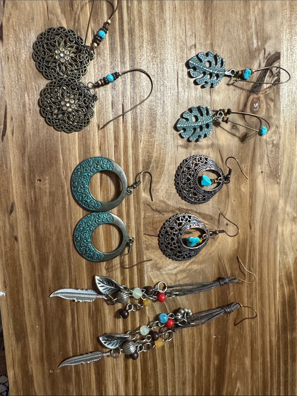 Turquoise Boho Dangle Earrings - Set of Styles